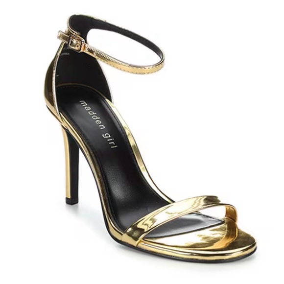 Madden Girl Shoes - Madden Girl Metallic Gold Ankle Strap Heels Sz 8.5 M